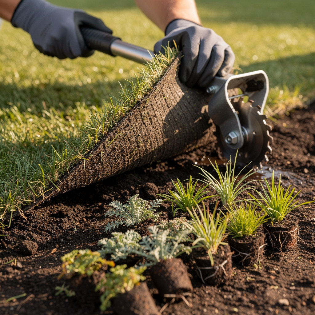 Surf and Turf Landscapes turf removal service in San Diego, transforming a lawn into a water-efficient landscape